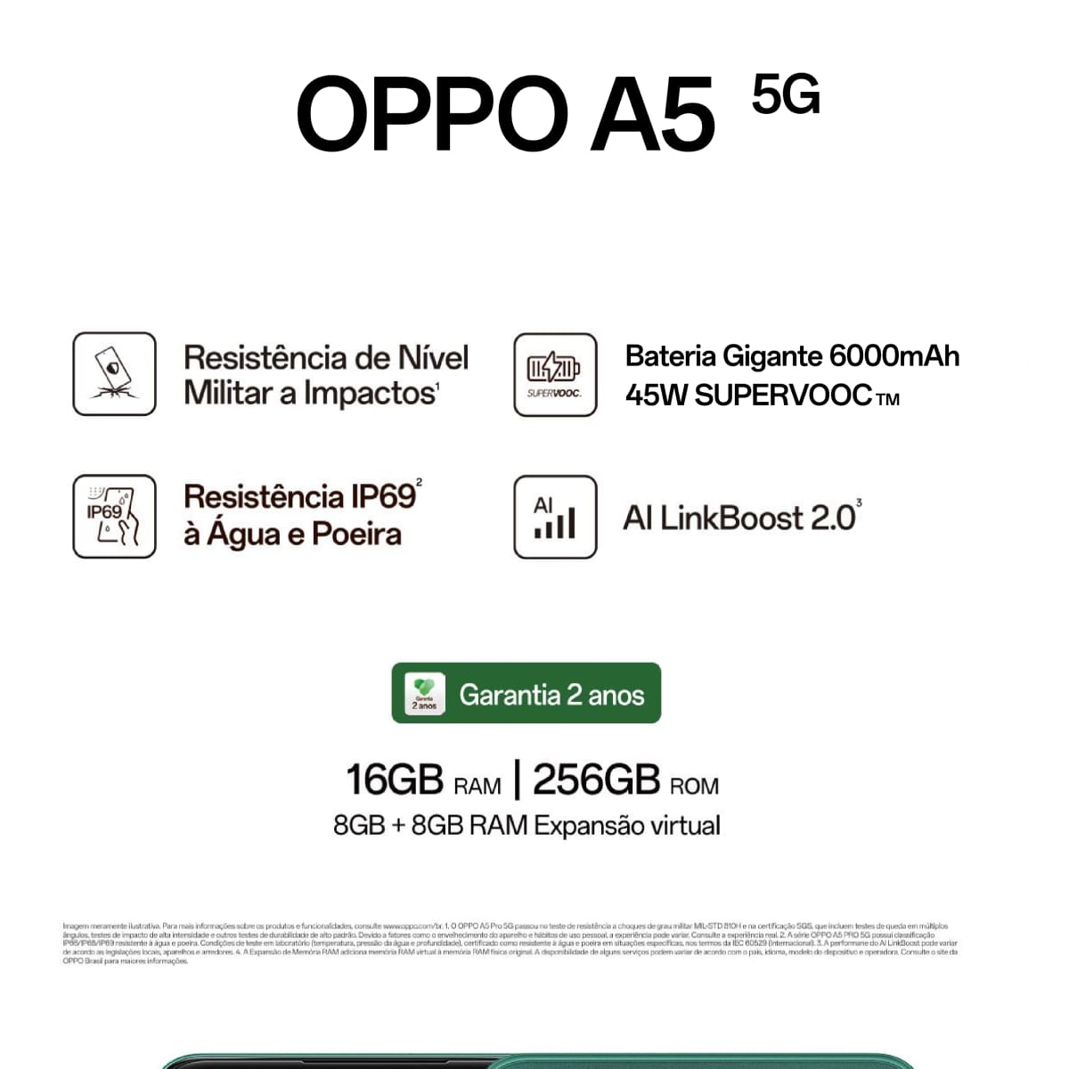 Smartphone OPPO A5 5G Tela 6.67" 256GB 8GB 
