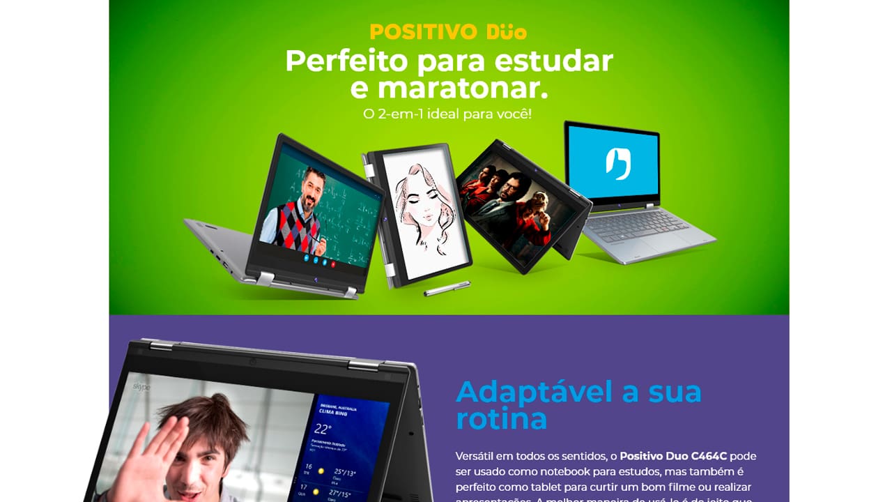 Notebook 2 em 1 Positivo DUO C464D Intel® Celeron® Dual Core Windows 11 Home 11" - Cinza