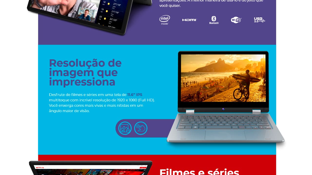 Notebook 2 em 1 Positivo DUO C464D Intel® Celeron® Dual Core Windows 11 Home 11" - Cinza