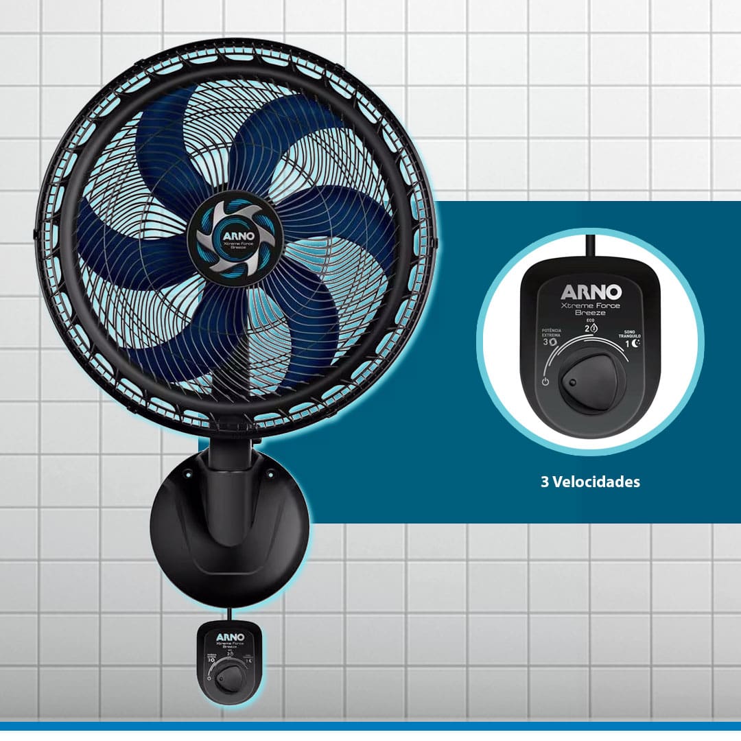 Ventilador Parede Arno Xtreme Force Breeze VB51 velocidades 