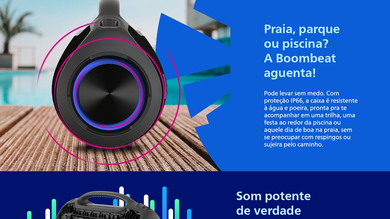 Caixa de Som Portátil Philips Boombeat TAX400B/78 200W Bluetooth Alça Removível Bivolt