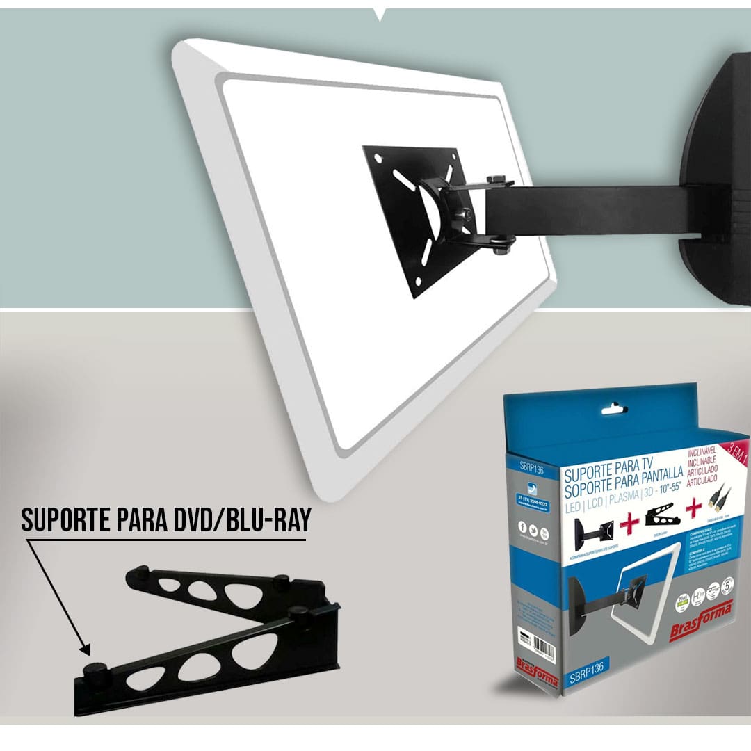 Suporte Bi-Articulado de Parede Brasforma