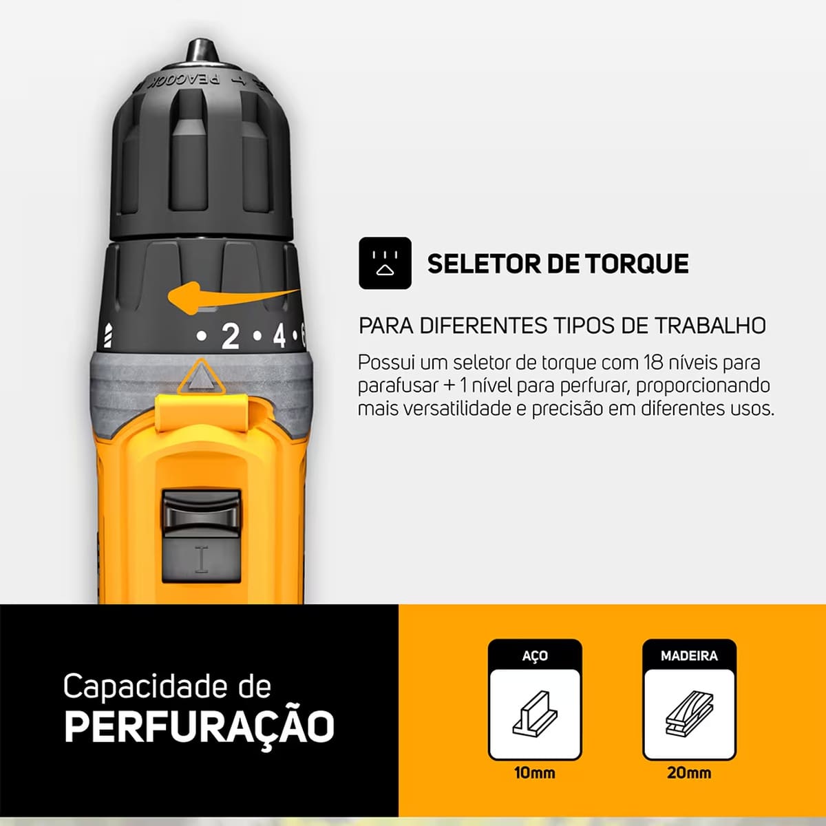 Parafusadeira e Furadeira WAP WF12K3.2 Bateria 12V Bivolt