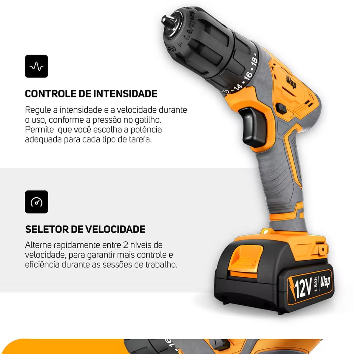 Parafusadeira e Furadeira WAP WF12K3.2 Bateria 12V Bivolt
