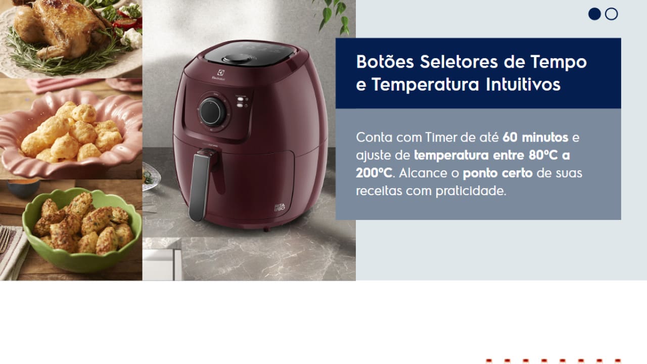 Fritaderia Elétrica Air Fryer Electrolux Family Efficient EAF51 Rita Lobo 5L Vinho
