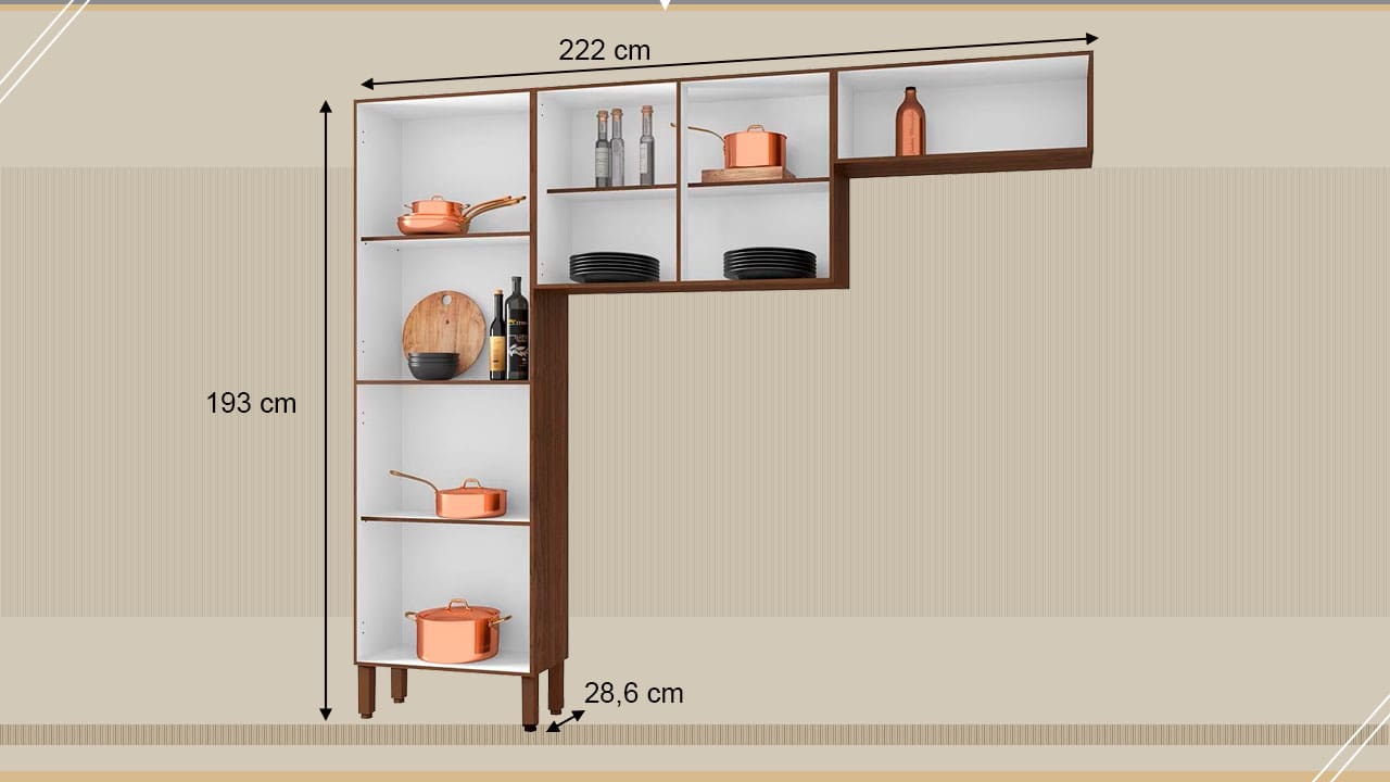 Cozinha Kits Paraná Nala paneleiro armário aéreo
