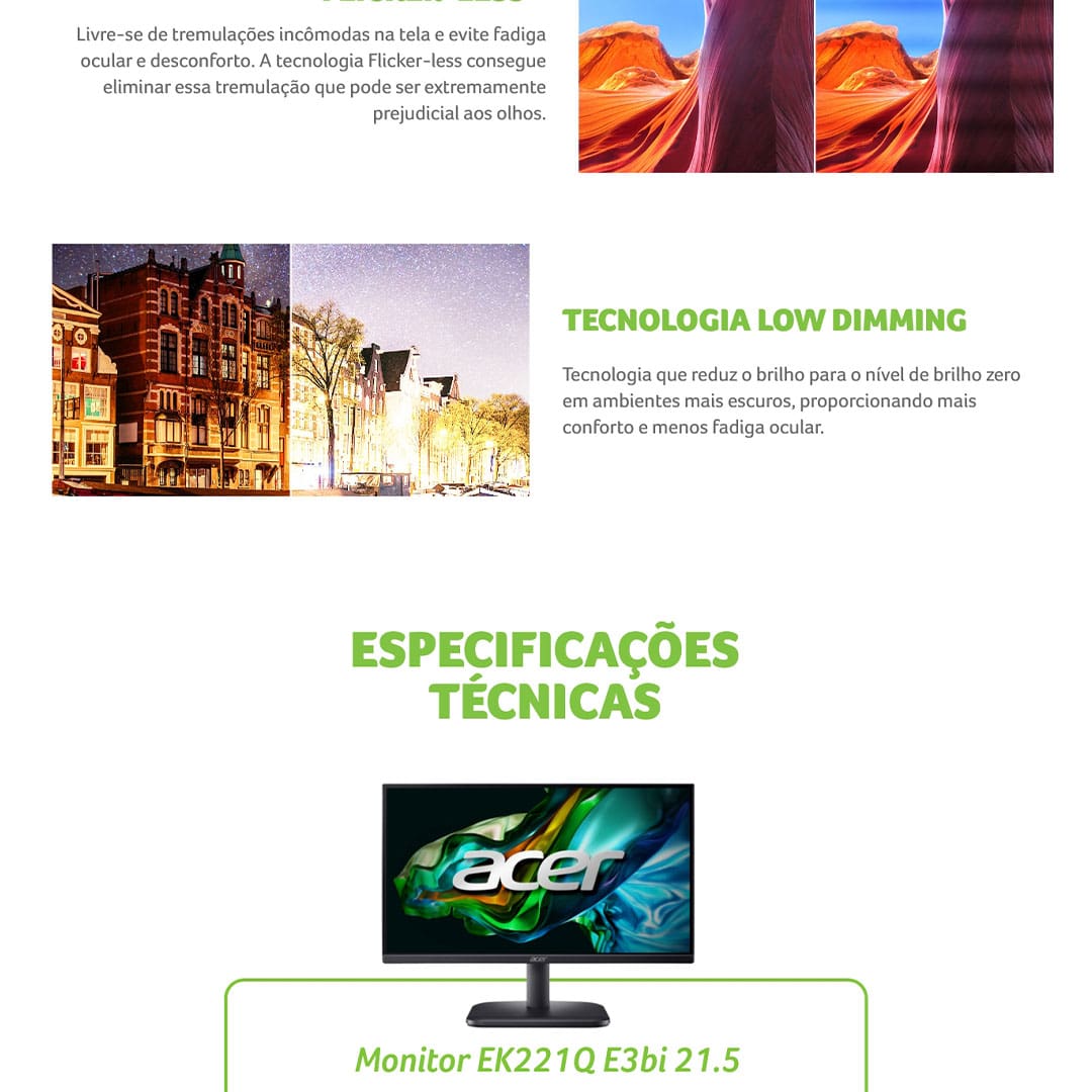 Monitor 21.5” Acer EK1series EK221Q E3bi