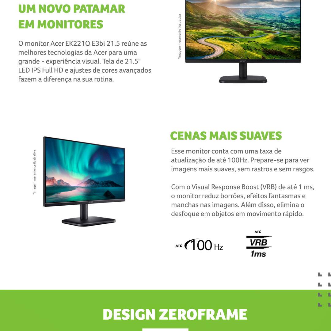 Monitor 21.5” Acer EK1series EK221Q E3bi