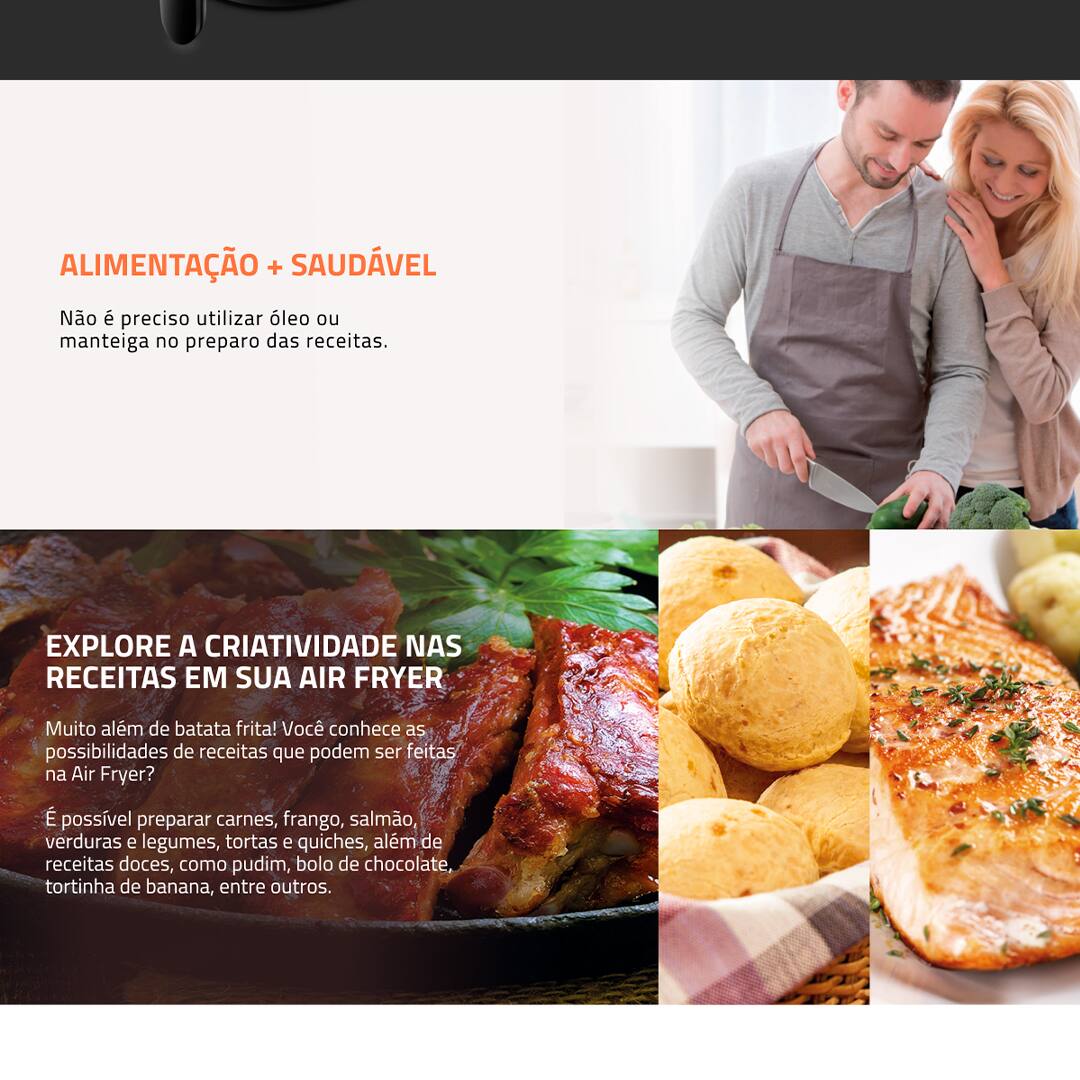 Fritadeira Elétrica Sem Óleo Air Fryer Mondial AF-35-BF 3,5L - Preto/Prata