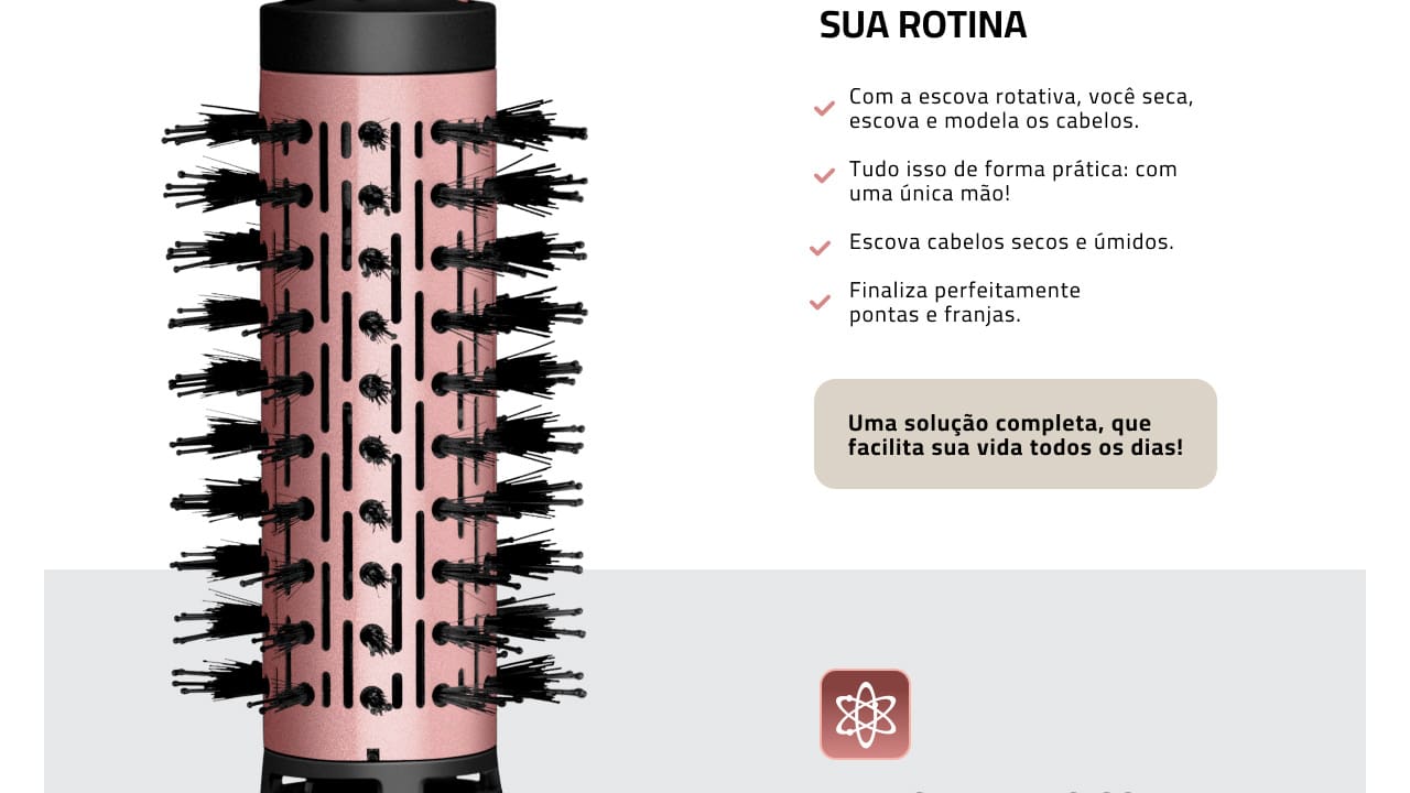 Escova Rotativa Mondial ERB-01 Preto Golden Rose