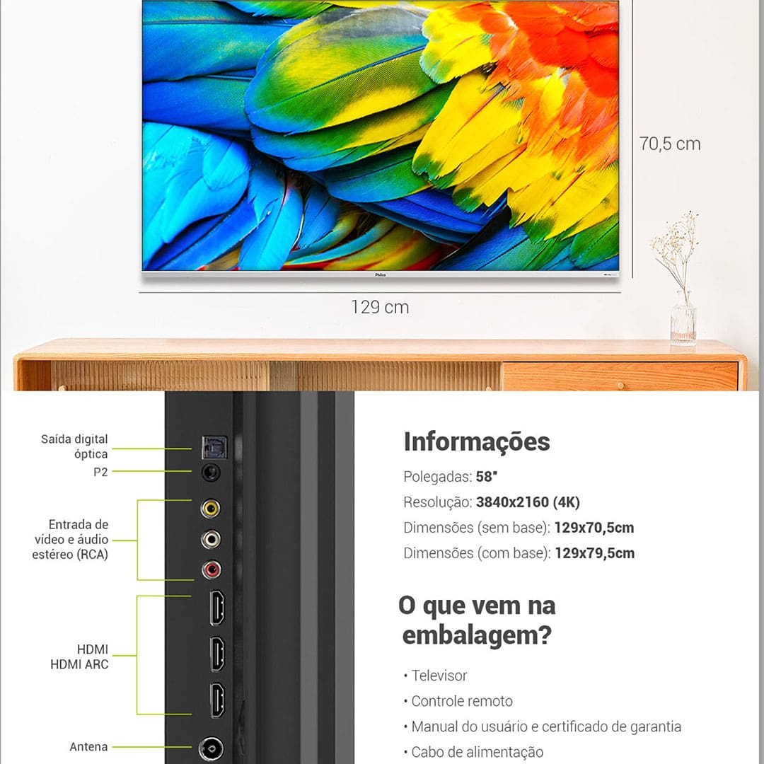 Smart TV 58" LED UHD 4K Philco PTV58GAGSKSBL