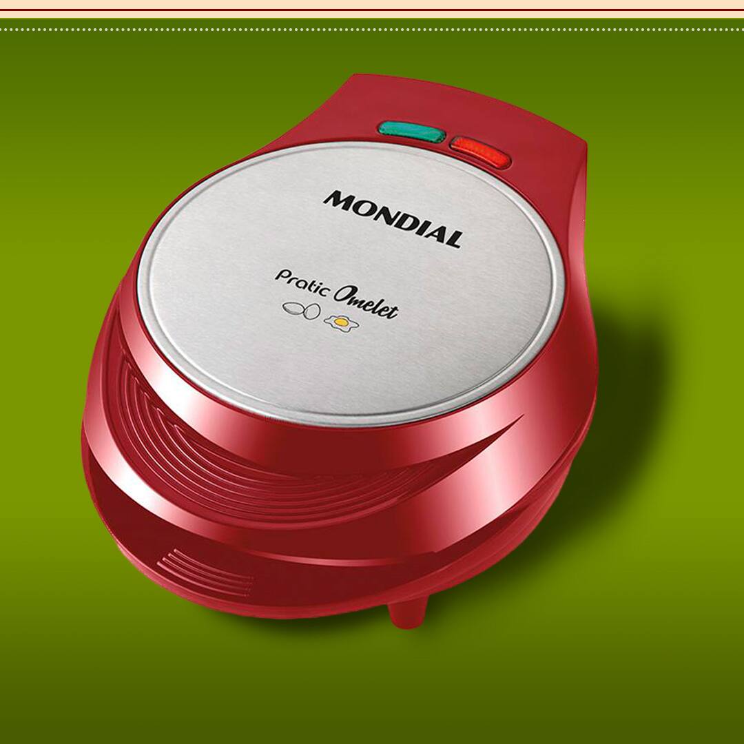 Omeleteira Elétrica Mondial Pratic Omelet Red OM-03 revestimento antiaderente limpeza fácil