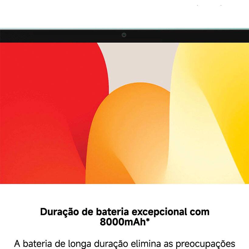 O Tablet Redmi Pad SE é a escolha perfeita para quem busca um aparelho com bateria de longa duração, grande capacidade de armazenamento e câmera principal nítida com 8 MP para registrar os melhores momentos. A bateria de longa duração (8000mAh) elimina as preocupações em recarregar o tablet enquanto você viaja, assiste a vídeos ou participa de reuniões on-line.