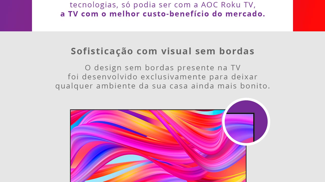Smart TV 32" HD AOC 32S5045/78G com Roku TV