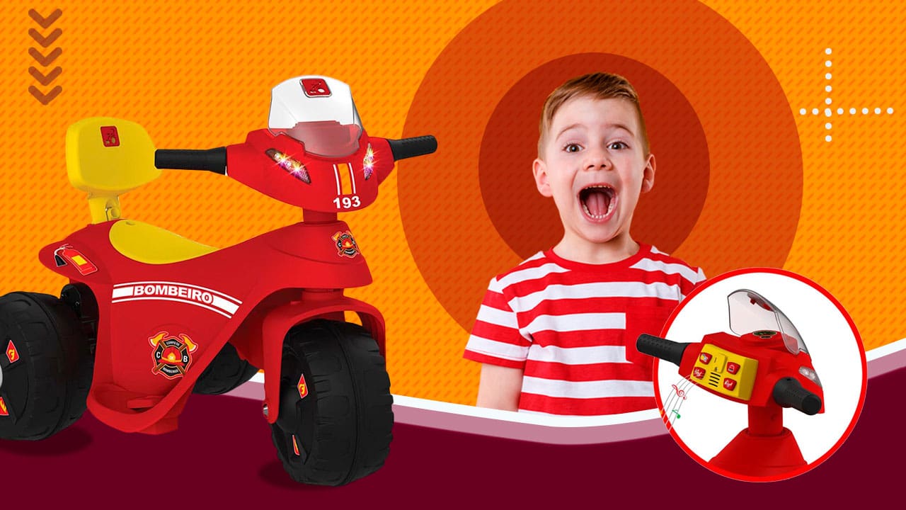 Moto Elétrica Scooter Bombeiro 2673 Bandeirante 6V Vermelha
