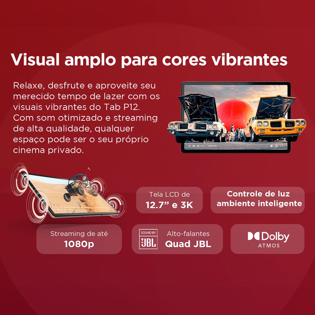 Tablet Lenovo P12 com Tela 12.7”