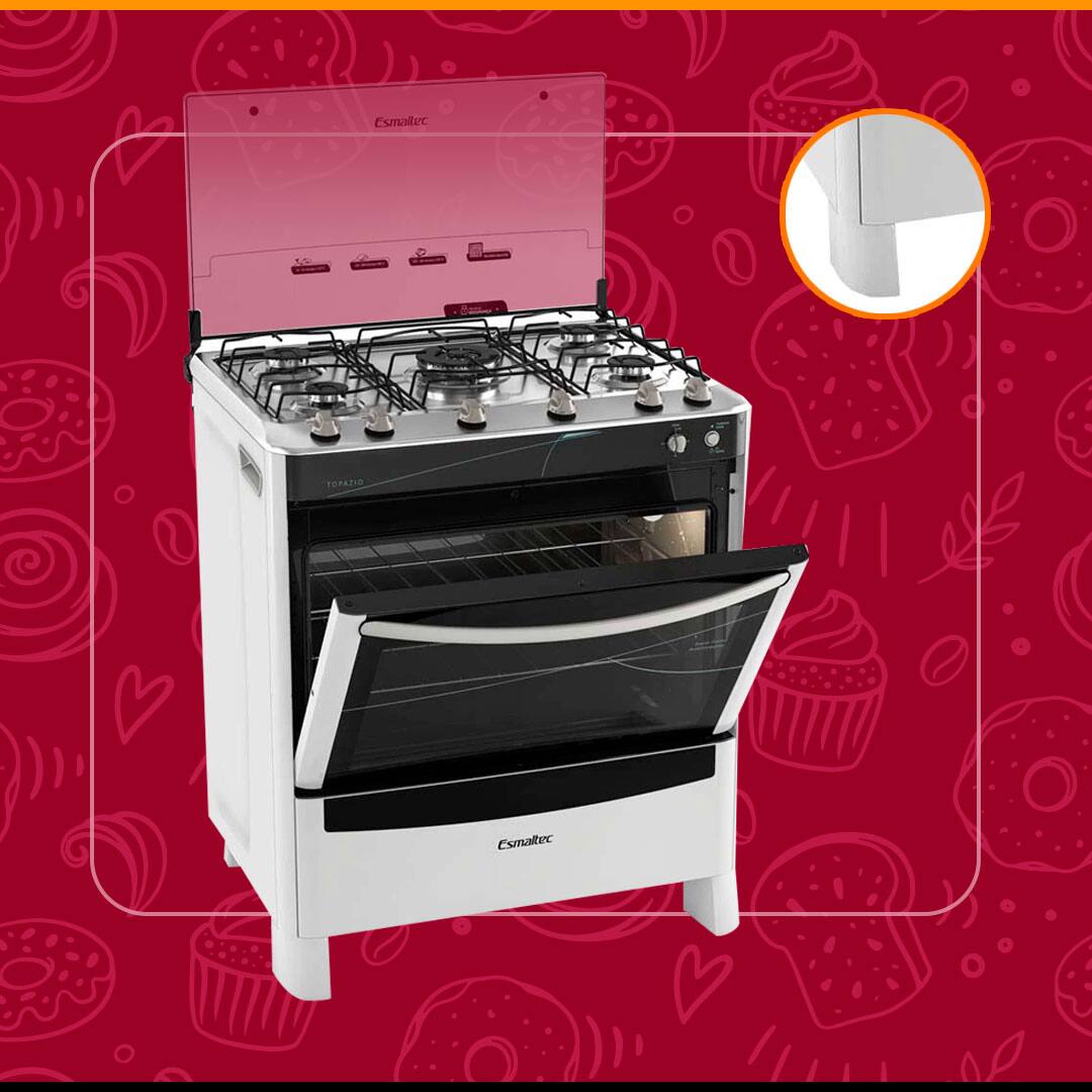 Fogão 5 Bocas Esmaltec Topázio com forno de alta capacidade