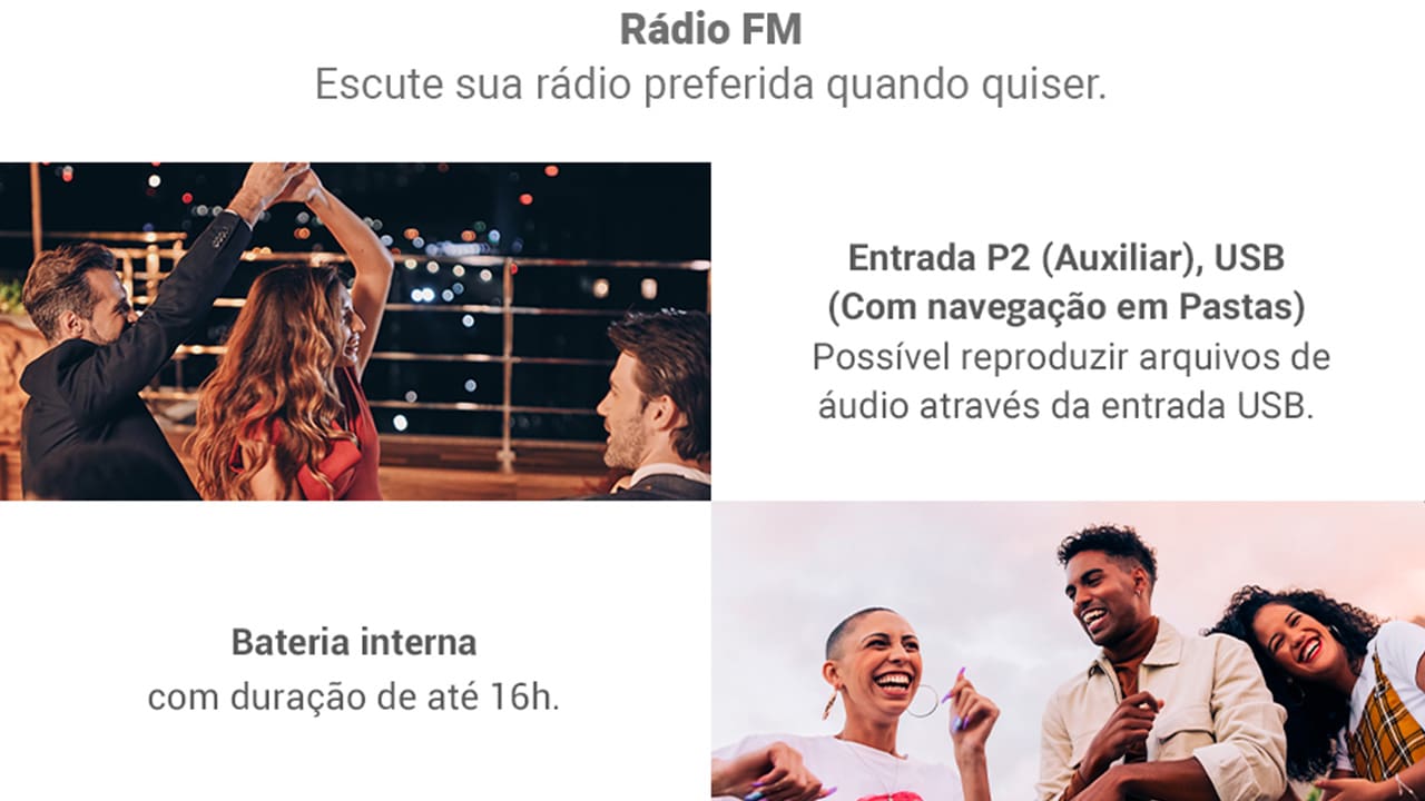 Mais potência para fazer a sua festa Experimente o poder do som de alta qualidade com a Caixa de Som Philco Extreme. Com uma potência de 40W e uma sincronia perfeita, este speaker proporciona uma experiência sonora mais imersiva e vibrante. Alta performance e conectividade Equipado com bateria interna recarregável de alta performance, a Caixa de Som Portátil Philco garante até 4 horas de reprodução contínua, sem necessidade de recarga. Enquanto, sua tecnologia Bluetooth facilita sua conexão com outros dispositivos móveis, proporcionando uma resposta rápida e eficiente.