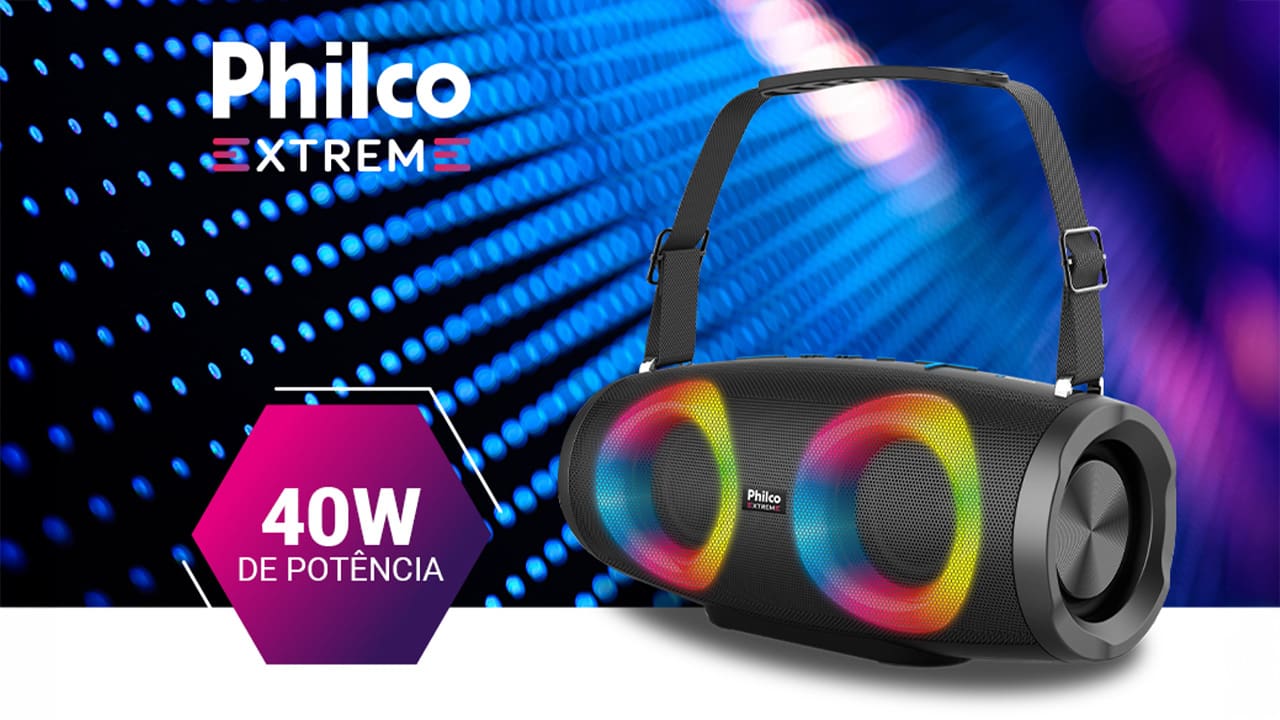 Mais potência para fazer a sua festa Experimente o poder do som de alta qualidade com a Caixa de Som Philco Extreme. Com uma potência de 40W e uma sincronia perfeita, este speaker proporciona uma experiência sonora mais imersiva e vibrante. Alta performance e conectividade Equipado com bateria interna recarregável de alta performance, a Caixa de Som Portátil Philco garante até 4 horas de reprodução contínua, sem necessidade de recarga. Enquanto, sua tecnologia Bluetooth facilita sua conexão com outros dispositivos móveis, proporcionando uma resposta rápida e eficiente.