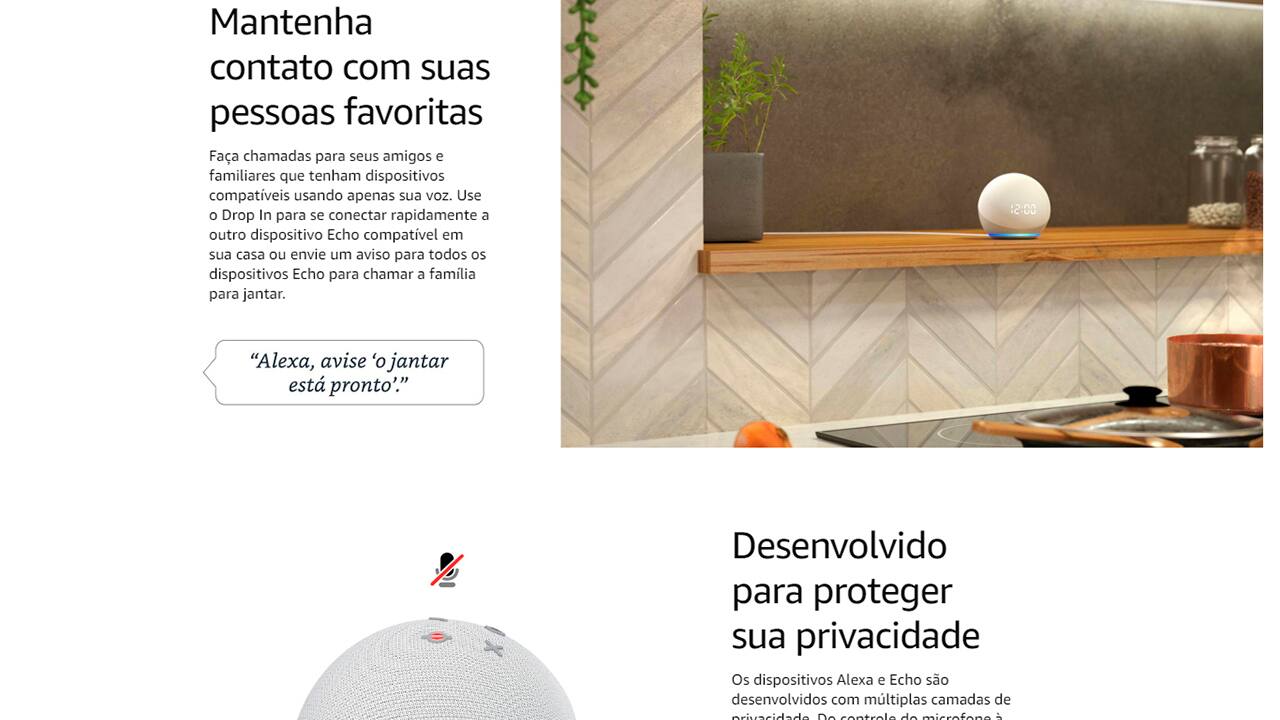 Smart Speaker Amazon Echo Dot 4ª Geração com Relógio Azul