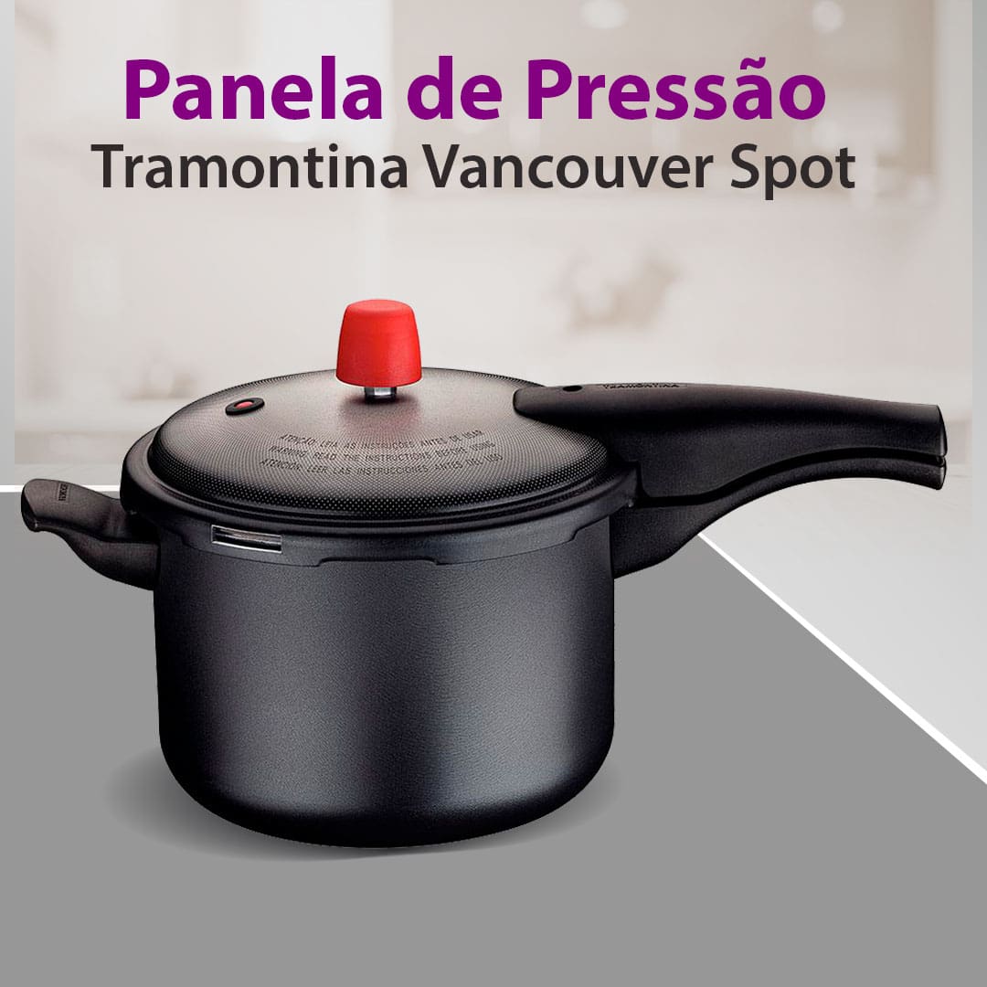 Panela de Pressão 4,5 L Tramontina Vancouver Spot Alumínio Revestimento Antiaderente Starflon Max Cinza