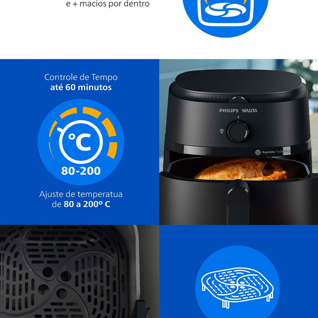Fritadeira Elétrica Air Fryer Philips Walita