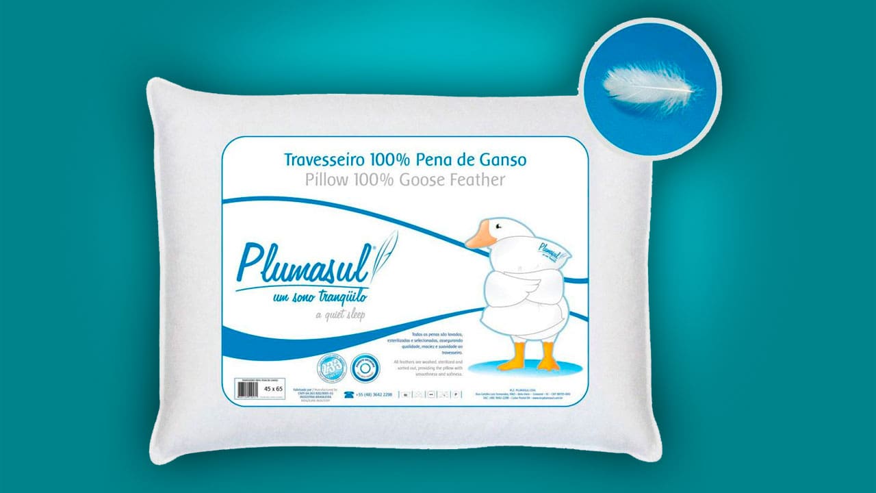 Travesseiro Plumasul Penas de Ganso Branco 45 x 65 cm