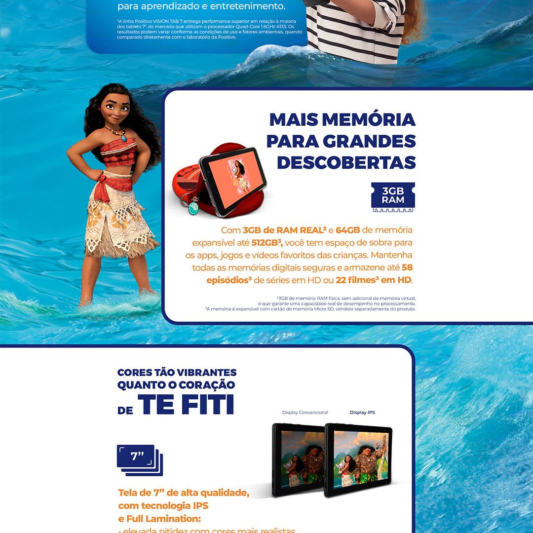 Tablet Positivo Vision TAB 7 Moana com Tela de 7”