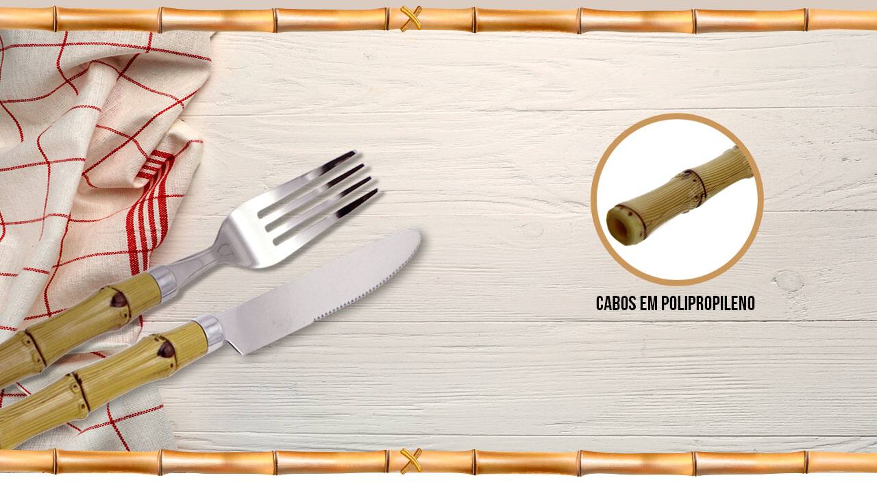Faqueiro 24 Peças Dynasty Bambu Cabos em polipropileno