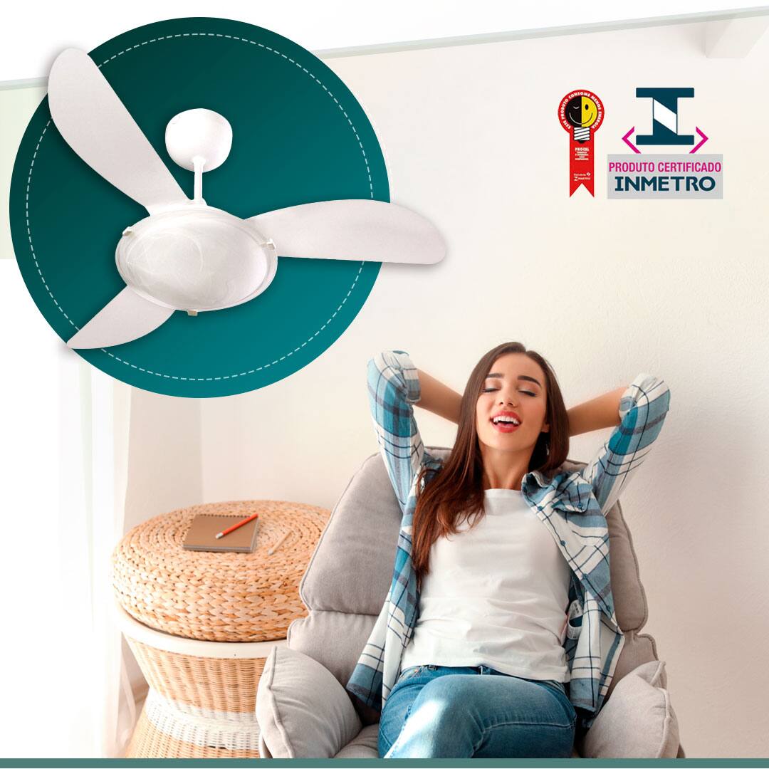 Ventilador Teto Ventisol Sunny com Lustre Inmetro decoração 