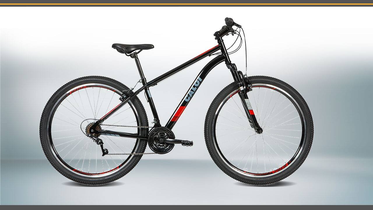 imagem lateral lado bicicleta Caloi Two Niner preta