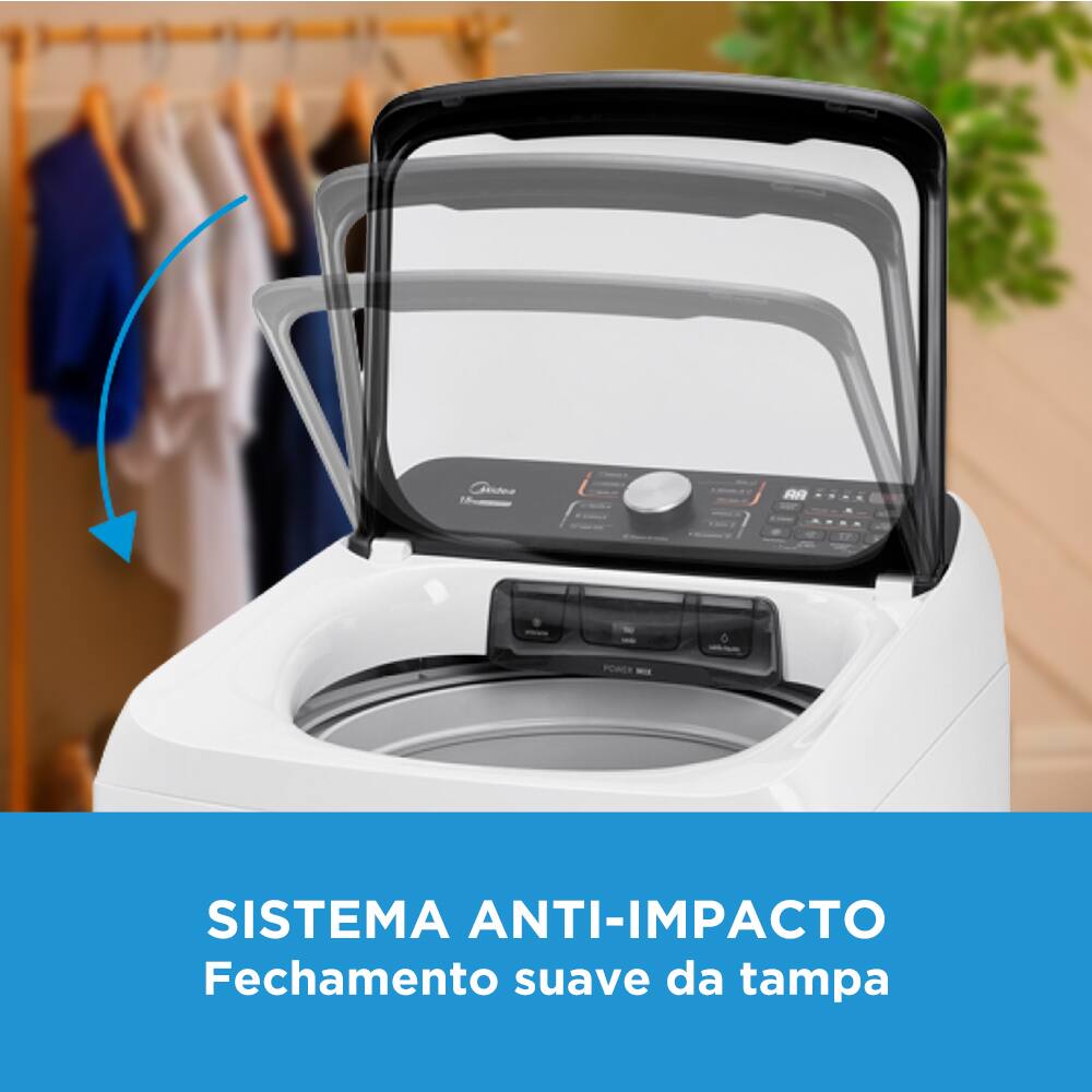 Economia com a Lavadora de Roupas Midea Transforme a sua rotina de lavanderia com a máquina Wave Agitator, uma verdadeira revolução em eficiência e economia! Com o menor consumo de água da categoria, esta lavadora oferece o equilíbrio perfeito entre desempenho poderoso e responsabilidade ambiental. Surpreenda-se com a incrível capacidade desta máquina, que, mesmo sendo a mais compacta da categoria, proporciona uma solução eficiente para lares modernos, unindo praticidade e performance em um único equipamento.