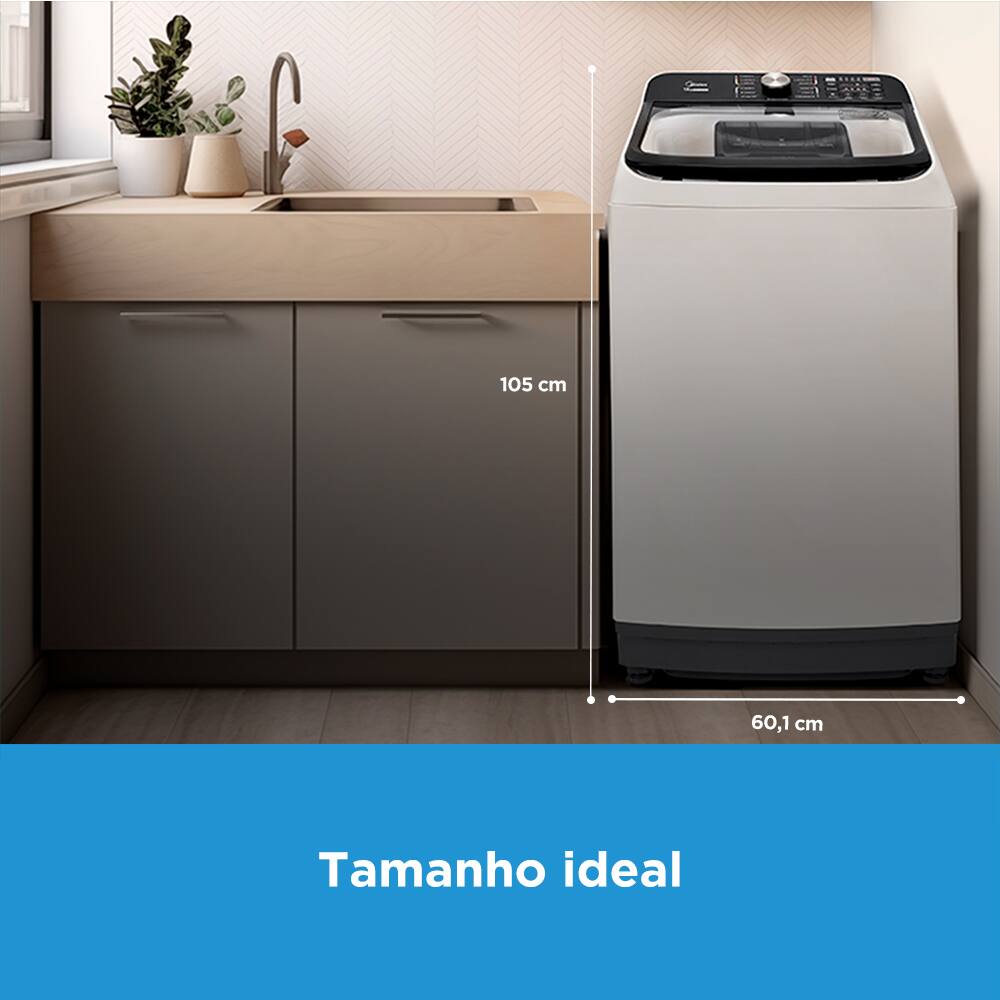 Economia com a Lavadora de Roupas Midea Transforme a sua rotina de lavanderia com a máquina Wave Agitator, uma verdadeira revolução em eficiência e economia! Com o menor consumo de água da categoria, esta lavadora oferece o equilíbrio perfeito entre desempenho poderoso e responsabilidade ambiental. Surpreenda-se com a incrível capacidade desta máquina, que, mesmo sendo a mais compacta da categoria, proporciona uma solução eficiente para lares modernos, unindo praticidade e performance em um único equipamento.