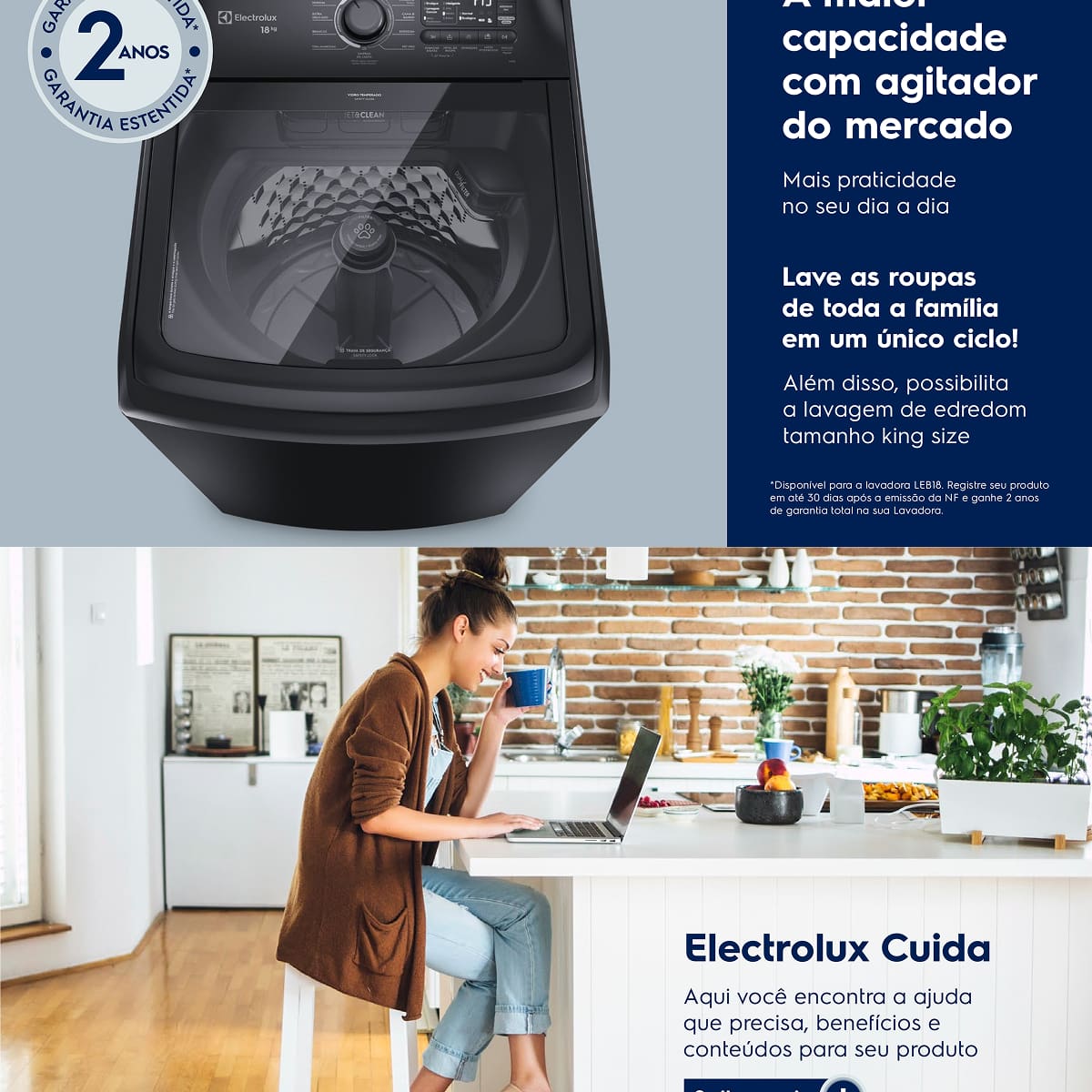 Lavadora de Roupas Electrolux Expert LEB18 18kg
