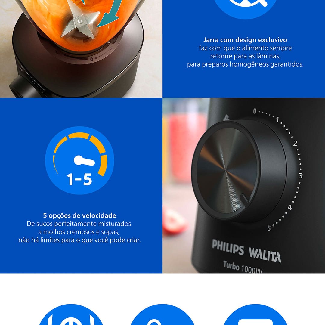 Liquidificador Philips Walita Série 3000 HR2270/9 
