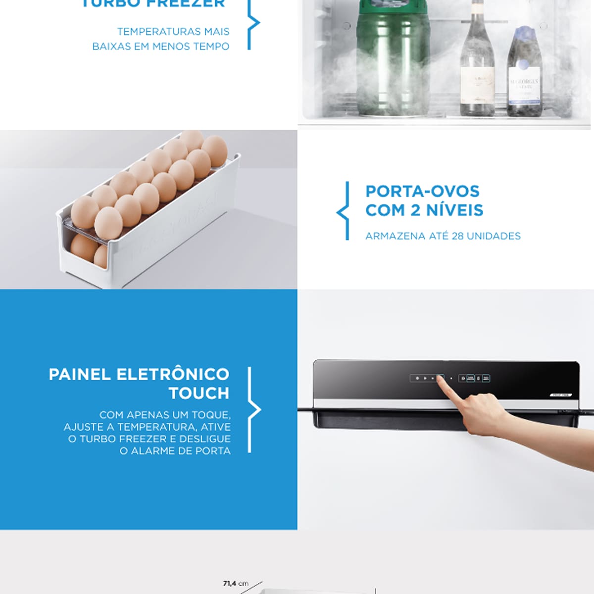 Geladeira Midea Frost Free Duplex 473 Litros Branca com tecnologia Inverter e Painel Touch