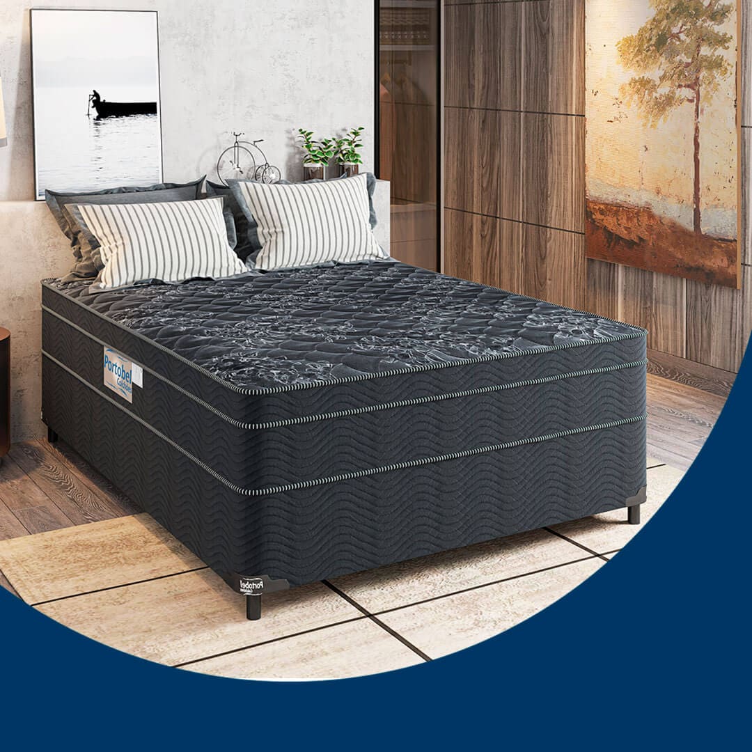 Cama Box Casal Portobel Diplomata Orthopedic Preta