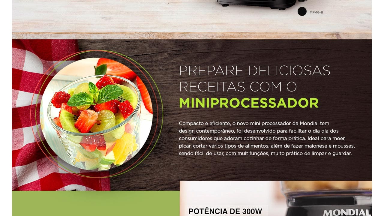 Mini Processador Turbo Pratic Mondial MP16B Preto em Promoção na Americanas