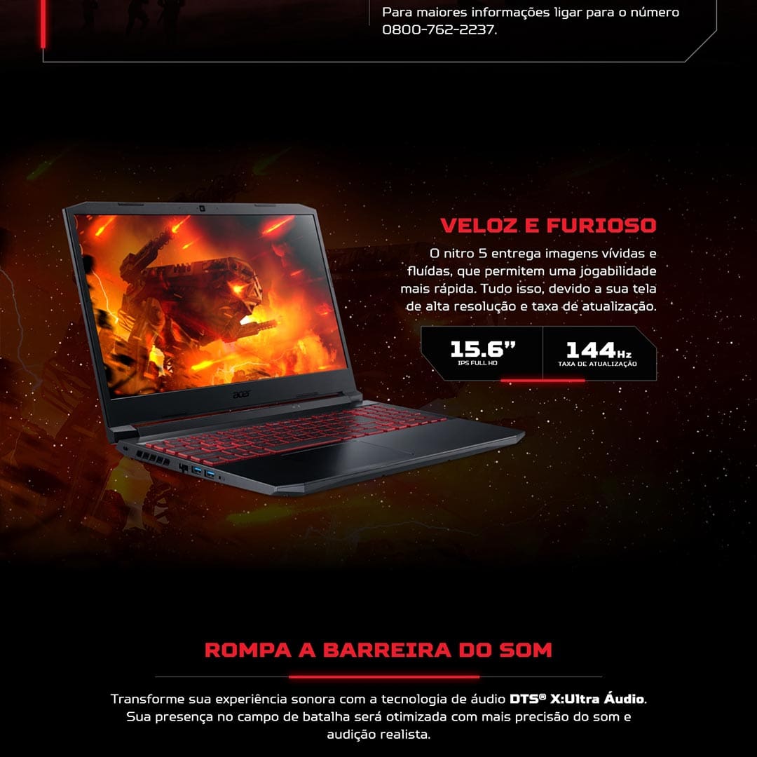 Notebook Gamer Acer Nitro 5 AN515-57-740K