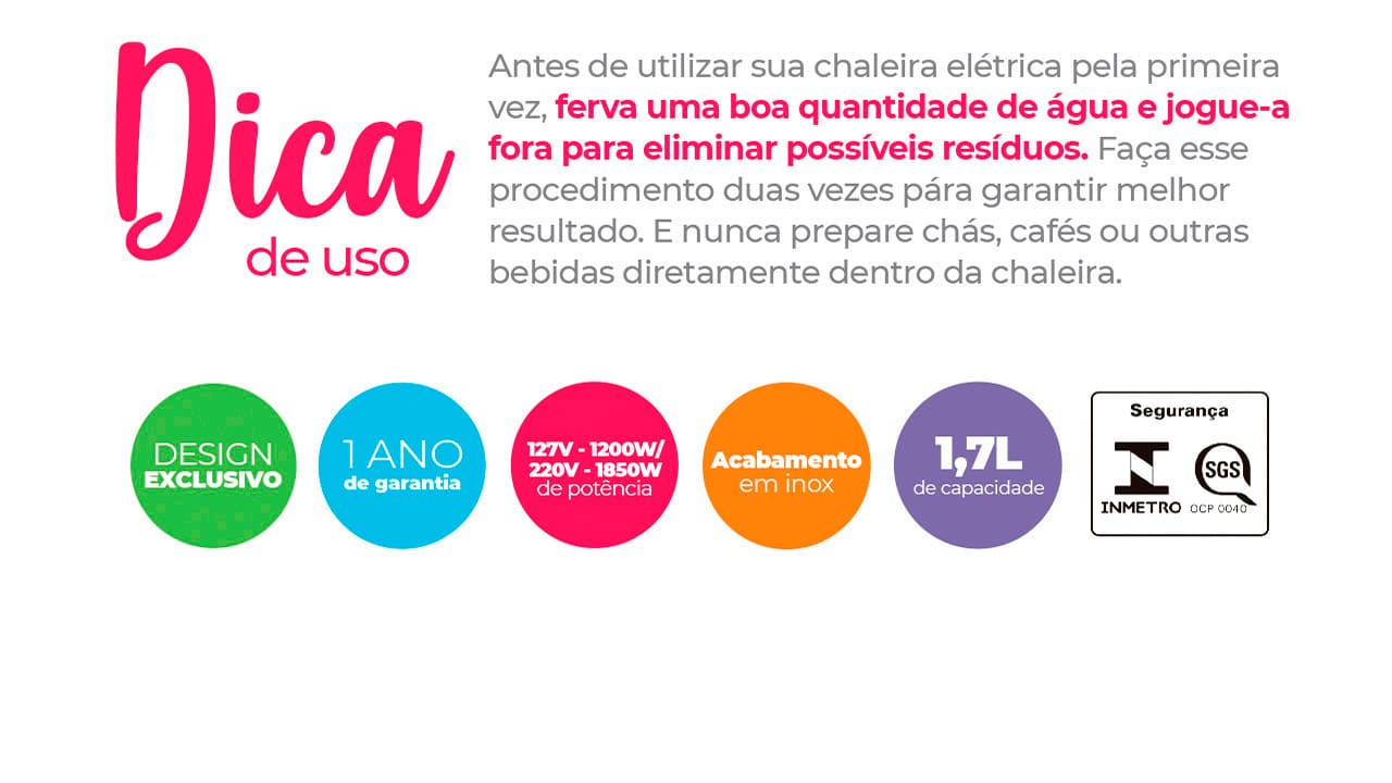 Chaleira Elétrica Cadence Pure Inox CEL810
