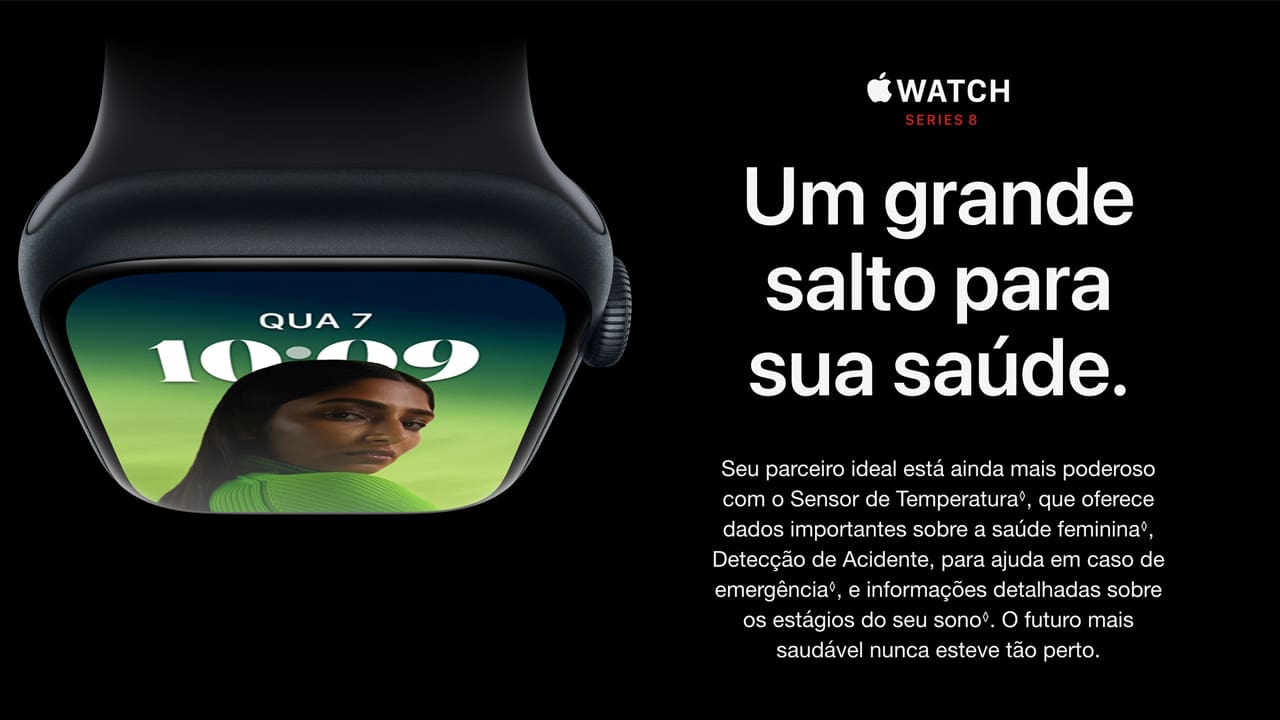 Apple Watch Series 9 GPS + Cellular • Caixa meia-noite de alumínio – 45 mm  • Pulseira esportiva meia-noite – M/G