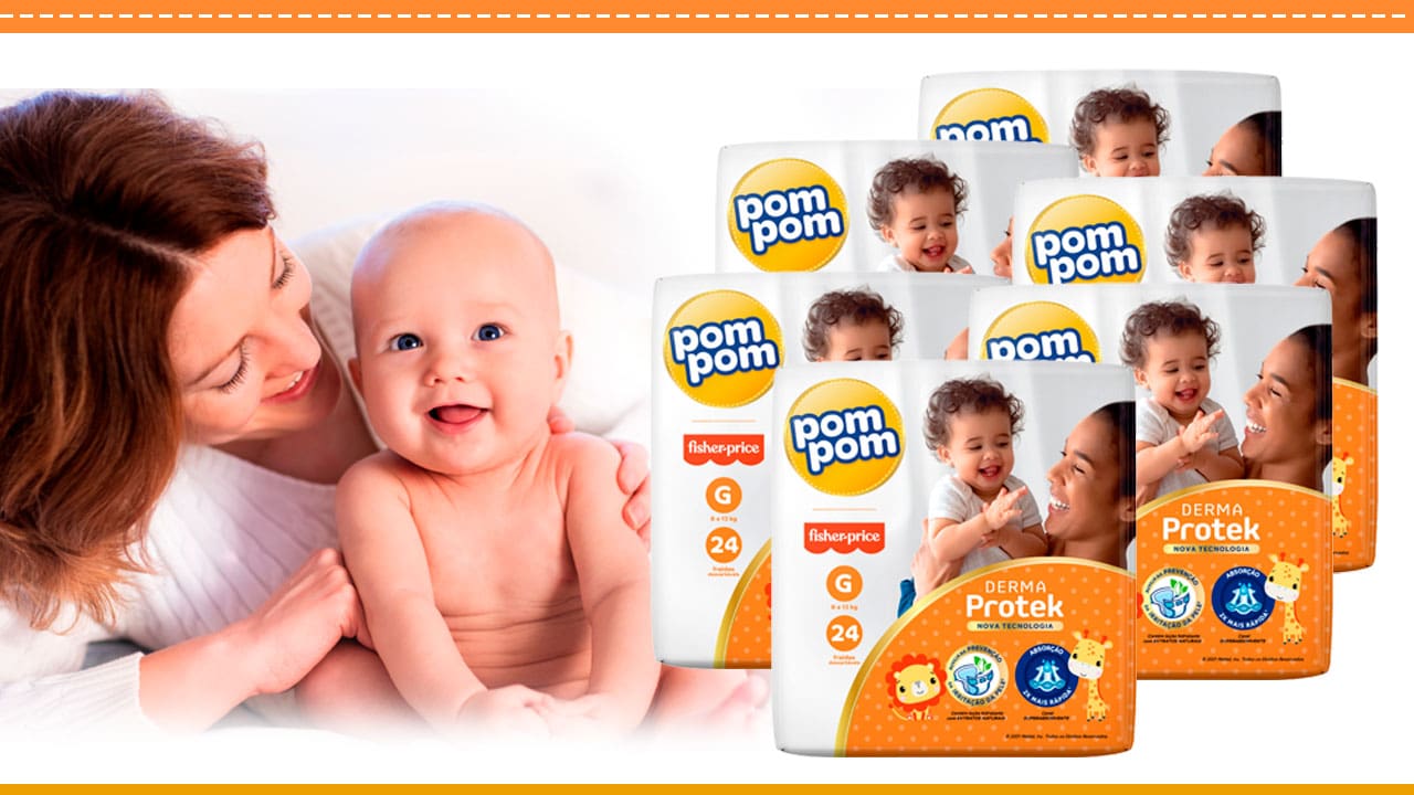 Fralda Pom Pom Derma Jumbo Protek 
