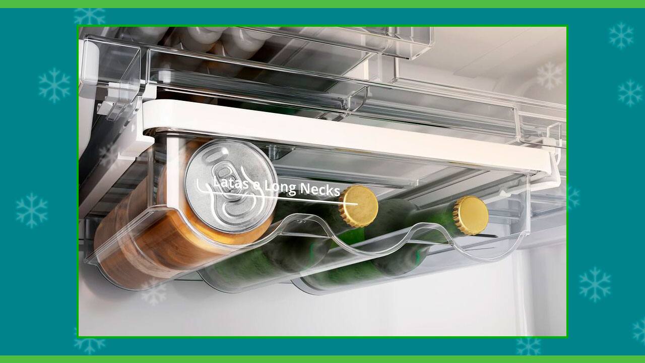 Refrigerador Brastemp BRM59AB compartimento bebidas latas long neck