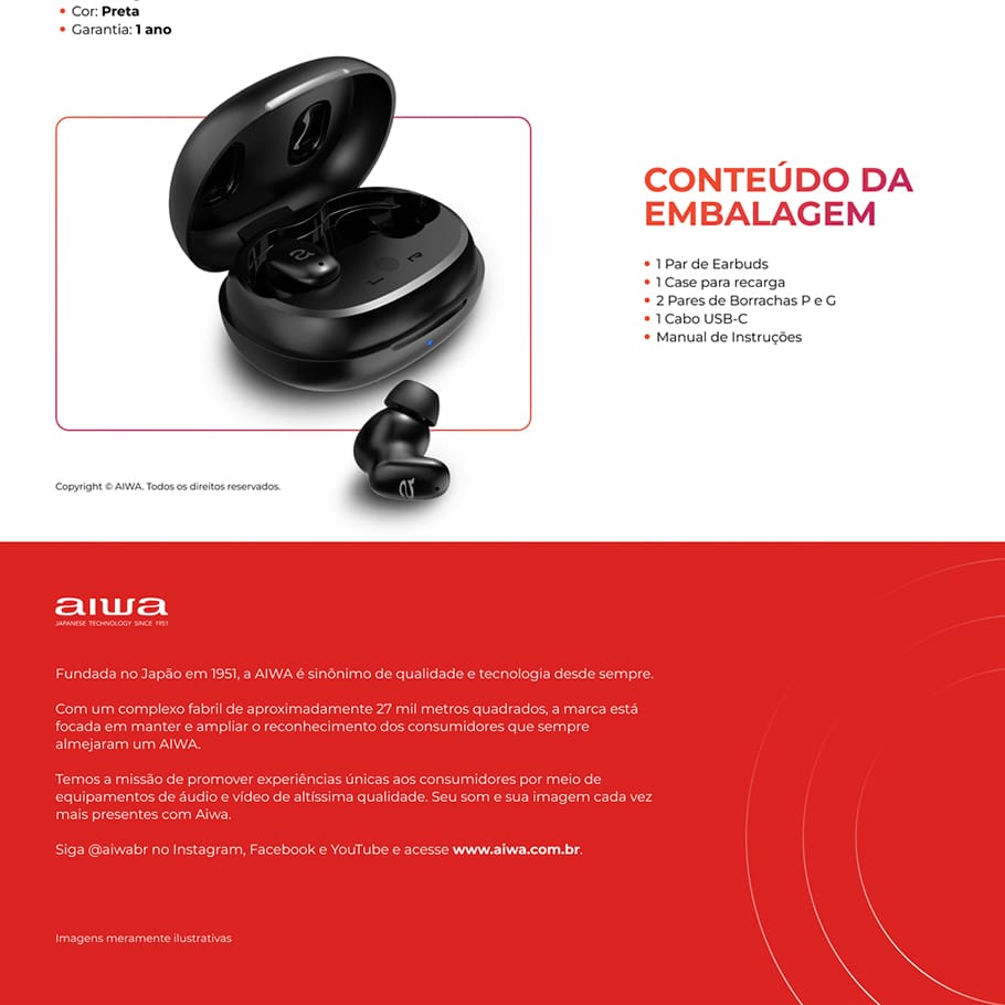 A Melhor Experiência Sonora Desfrute de uma qualidade sonora surpreendente com o Earbud AIWA, que proporciona mais clareza e potência. A conexão Bluetooth 5.3 oferece estabilidade e eficiência na hora de conectar. Tenha uma Experiência Imersiva Aproveite o Cancelamento Ativo de Ruído (ANC) para bloquear interferências externas em até -20 dB, proporcionando uma experiência imersiva sem distrações. Além da função modo ambiente, que permite ouvir o som ao seu redor de forma clara e realista.