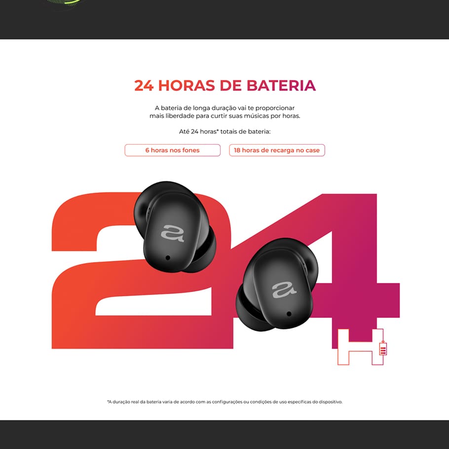 A Melhor Experiência Sonora Desfrute de uma qualidade sonora surpreendente com o Earbud AIWA, que proporciona mais clareza e potência. A conexão Bluetooth 5.3 oferece estabilidade e eficiência na hora de conectar. Tenha uma Experiência Imersiva Aproveite o Cancelamento Ativo de Ruído (ANC) para bloquear interferências externas em até -20 dB, proporcionando uma experiência imersiva sem distrações. Além da função modo ambiente, que permite ouvir o som ao seu redor de forma clara e realista.