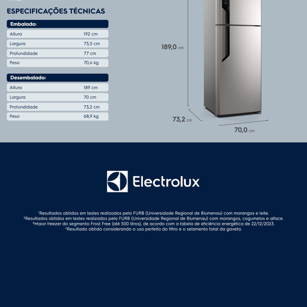 Geladeira Electrolux Frost Free TF71S Duplex