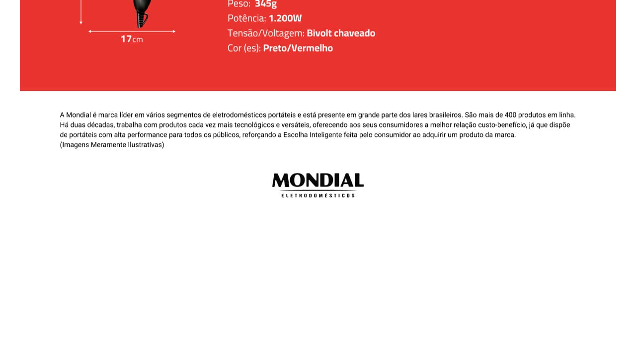 Secador de Cabelos Mondial Max Travel SC-10 Preto Vermelho