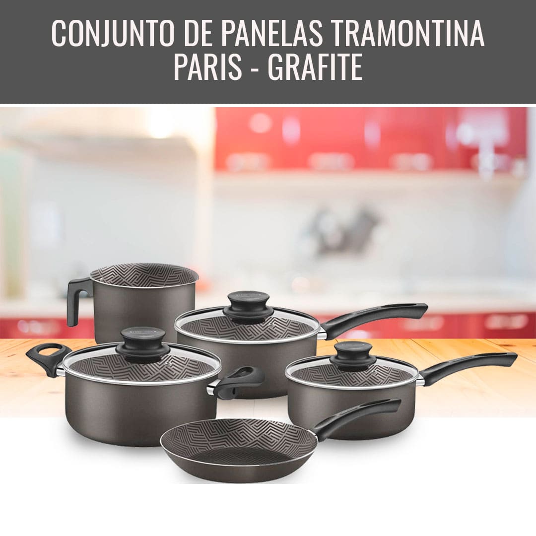 Conjunto Panelas Tramontina Paris Texture Grafite