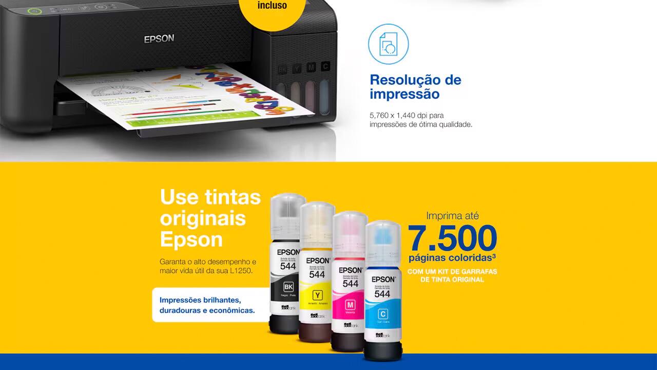  Impressora Tanque de Tinta Epson EcoTank L1250