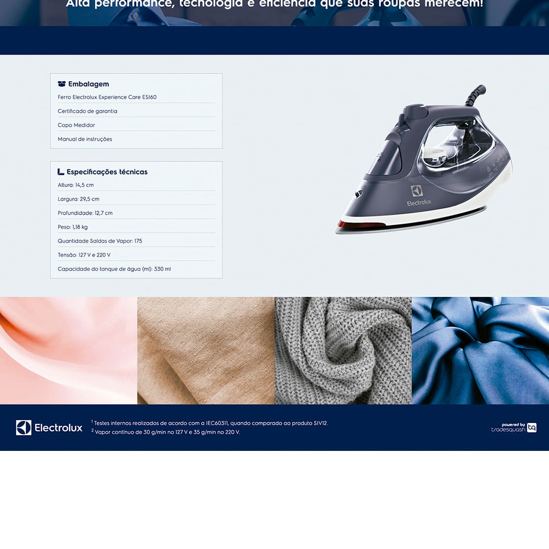FERRO A VAPOR ELECTROLUX EXPERIENCE ESI60
